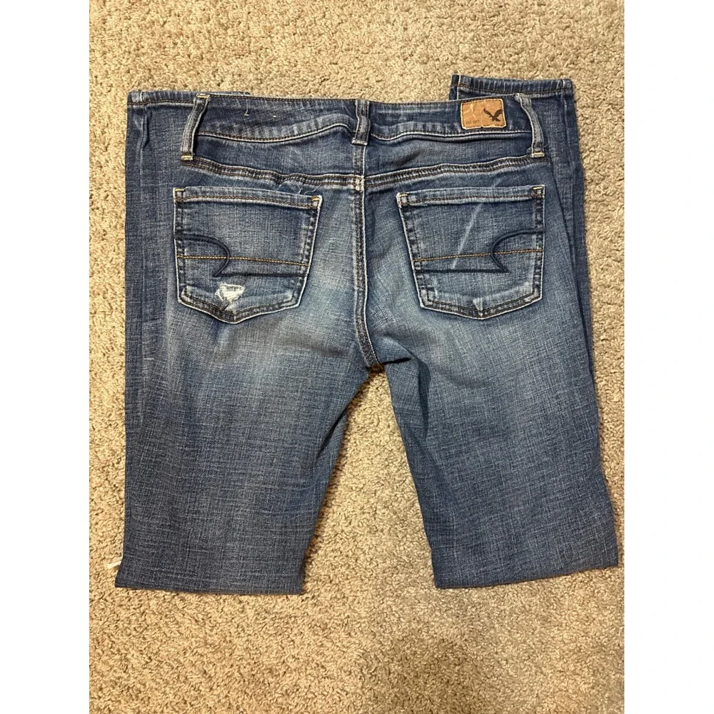 American Eagle Super Stretch Jegging Jeans Womens 2 Distressed Ripped Wash